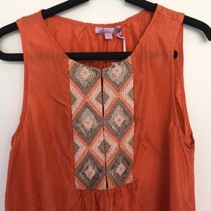 Calypso St. Barth - Orange Beaded Tunic Tank - XS